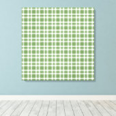 Groen Witte Ruitpatroon Canvas Afdruk (Insitu (Houten vloer))