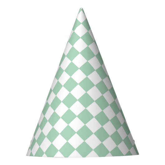 Groen Witte Ruitpatroon Feesthoedjes (Voorkant)