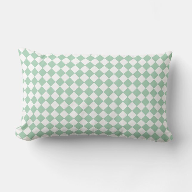 Groen Witte Ruitpatroon  Kussen (Voorkant)
