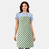 Groen Witte Rutten Gingham Patroon Schort (Gedragen)