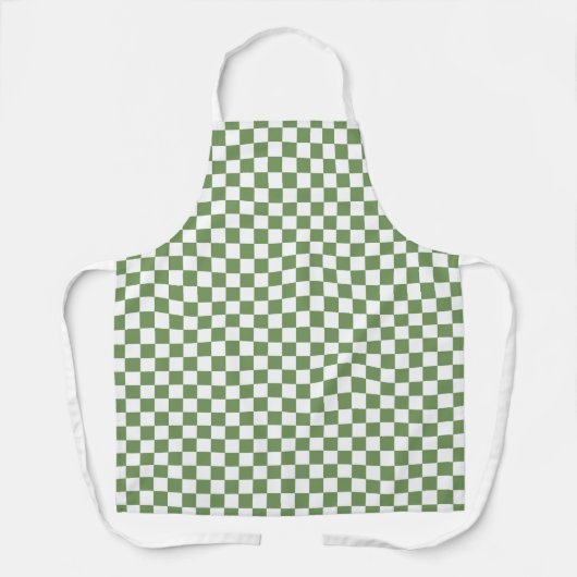 Groen Witte Rutten Gingham Patroon Schort (Voorkant)