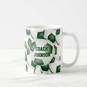 groen witte schoolkleuren voetbalcoach cadeau koffiemok