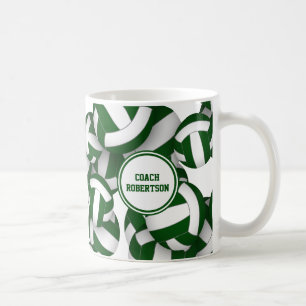 groen witte schoolkleuren volleybal coach cadeau koffiemok