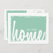 Groen & Witte Sleutel van het Huis het Nieuwe Aank Aankondigingskaart (Voorkant / Achterkant)