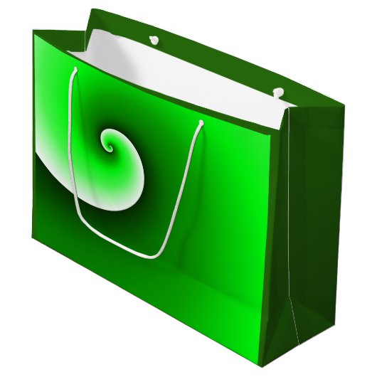 Groen Witte Spiraalgradiënt Groot Cadeauzakje (Voorkant Gekanteld)