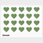 Groen Witte Stippen Goud Glitters Hart Sticker (Vel)