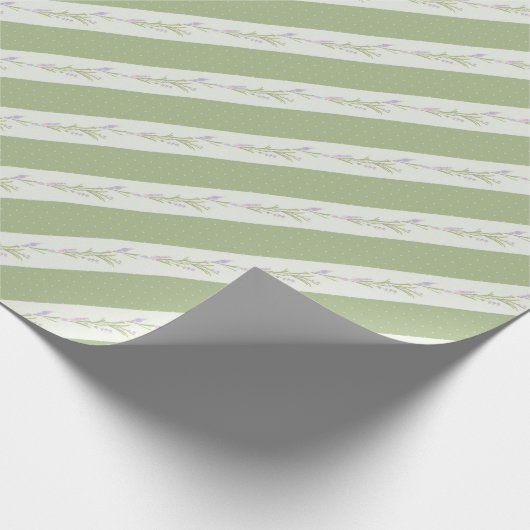 Groen Witte Strepen Bloem Bruiloft Inpakpapier (Hoek)