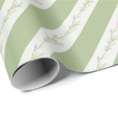 Groen Witte Strepen Bloem Bruiloft Inpakpapier (Rol Hoek)