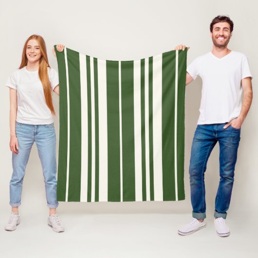 Groen Witte Strepen  Fleece Deken (In situ)