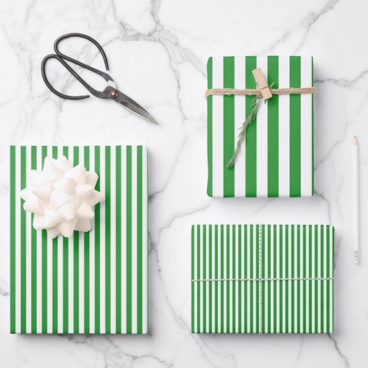 Groen & Witte Strepen Inpakpapier Vel (Voorkant)