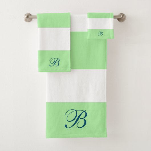 Groen & Witte Strepen Monogram Bad Handdoek (Insitu)