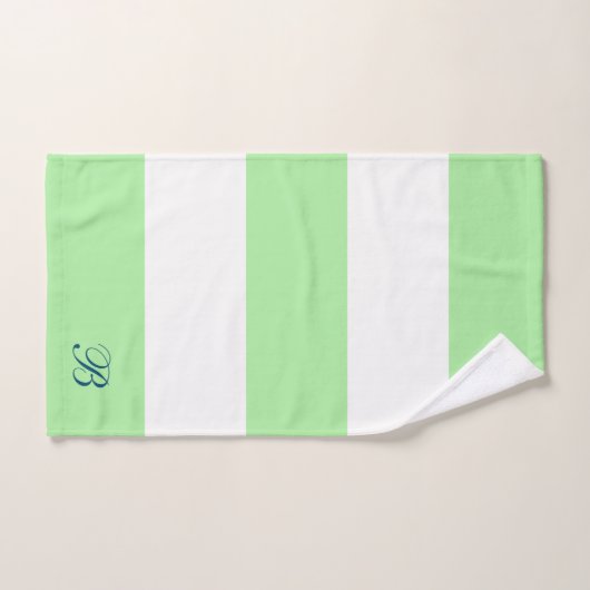 Groen & Witte Strepen Monogram Bad Handdoek (Handdoek)