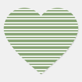 Groen Witte Strepen Patroon Hart Sticker