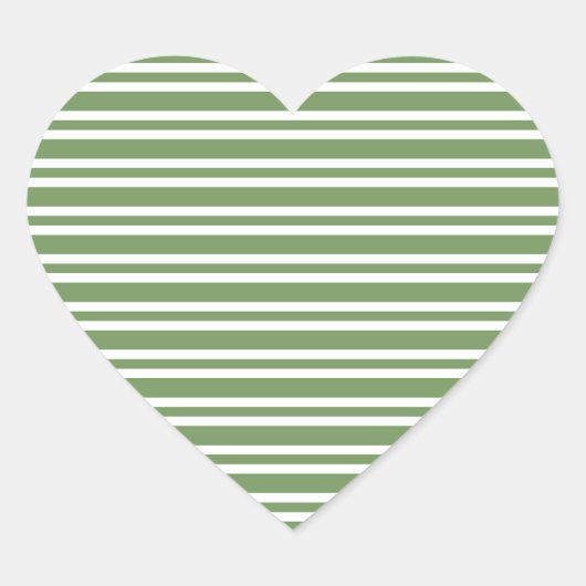 Groen Witte Strepen Patroon Hart Sticker (Voorkant)