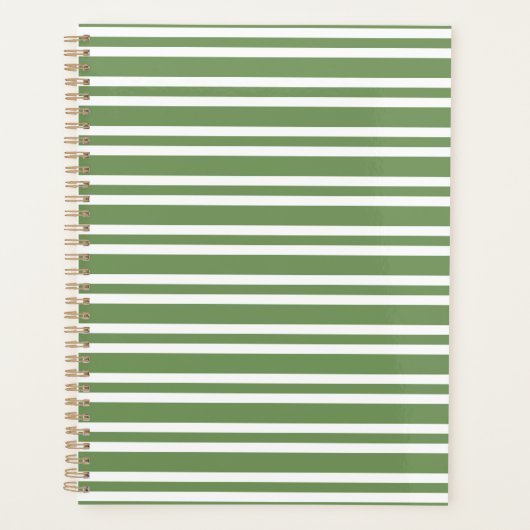 Groen Witte Strepen Patroon Planner (Voorkant)