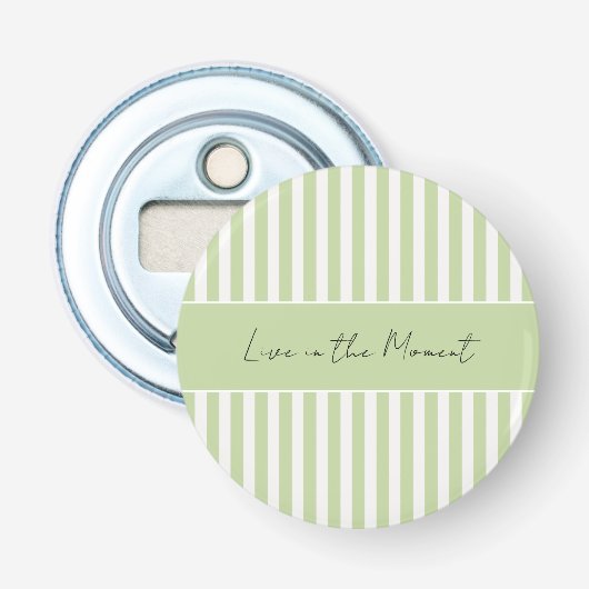 Groen Witte Strepen Quote Button Flesopener (Voorkant)