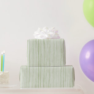 Groen Witte Strepen Verjaardag Cadeaupapier