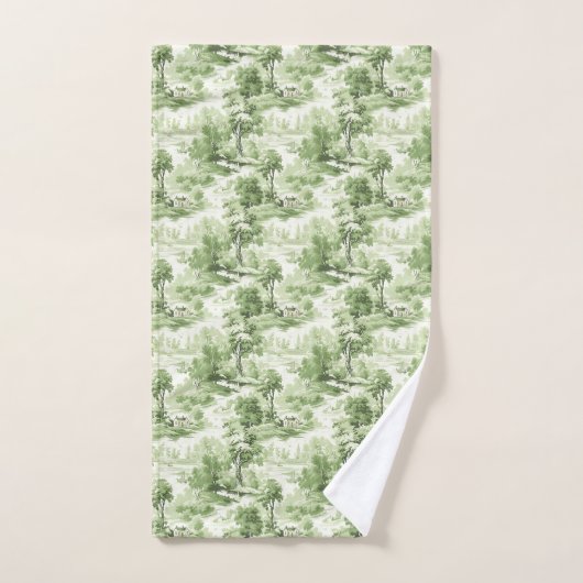 Groen Witte Toile Frans Landelijk Antiek Oud Bad Handdoek (Handdoek)