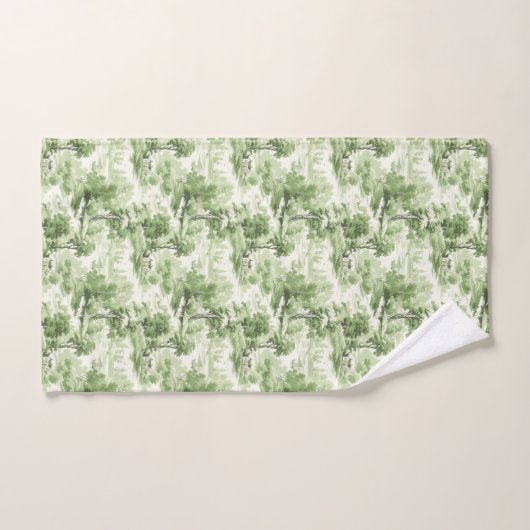 Groen Witte Toile Frans Landelijk Antiek Oud Bad Handdoek (Handdoek)