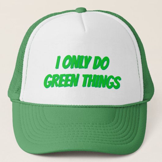GROEN/WITTE TRUCKER HOED: "IK DOE ALLEEN GROENE DI TRUCKER PET (Voorkant)