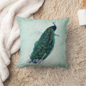 Groen & Witte Vintage Stijl Pauw Kussen (Deken)