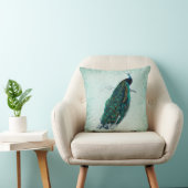 Groen & Witte Vintage Stijl Pauw Kussen (Stoel)