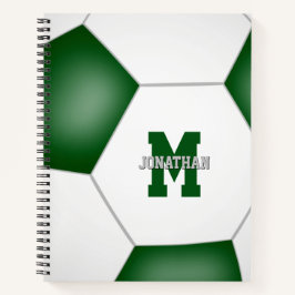 groen witte voetbalteamkleuren met monogram notitieboek
