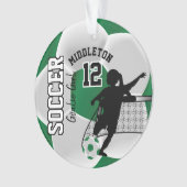 Groen-witte voetbalwedstrijd Goalie Girl Ornament (voorkant)