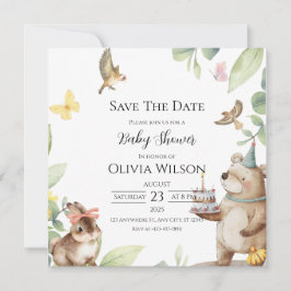 Groen Witte Vogel Baby Shower Save The Date Kaart