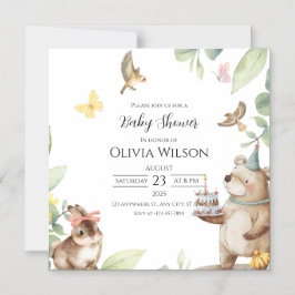 Groen Witte Vogels Baby Shower Magnetische Kaart Uitnodiging