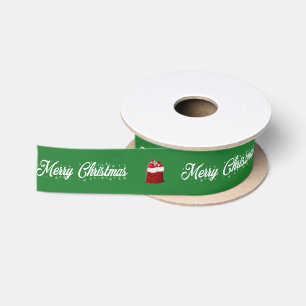 Groen Witte Vrolijk Kerstmis met Kerstman Cadeauba Satijnen Lint
