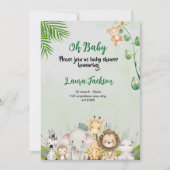 groen-witte waterverf baby shower kaart (Voorkant)