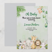 groen-witte waterverf baby shower kaart (Voorkant / Achterkant)