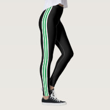 Groen Witte Zijstreep Zwarte Leggings Jouw Kleuren