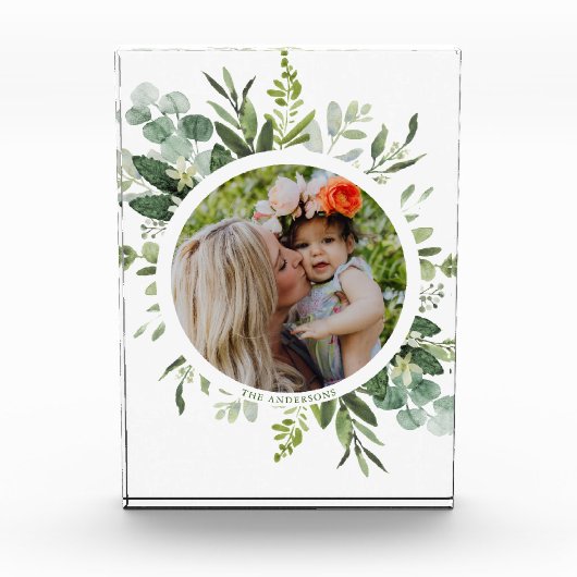 Groen Wreated Custom Text Photo Block Fotoblokken (Voorkant)