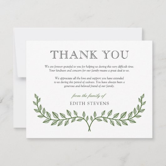 Groen Wreater Sympathie Hartelijk dank Bedankkaart (Voorkant)