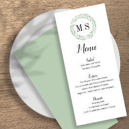 Groen Wreath Monogram Weddenschap Menu
