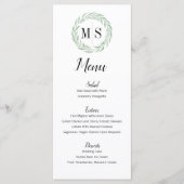 Groen Wreath Monogram Weddenschap Menu (Voorkant)