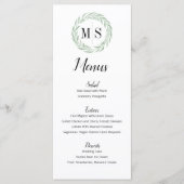 Groen Wreath Monogram Weddenschap Menu (Voorkant)