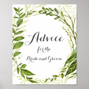 Groen Wreath Wedding Advice Poster, Rustisch Poster