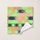 groen, zalm, oranje geometrisch bad handdoek (Wasdoekje)