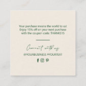 Groen & Zand Eenvoudige Zaken Dank u Tussenvoegsel Vierkante Visitekaartje (Achterkant)