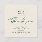 Groen & Zand Eenvoudige Zaken Dank u Tussenvoegsel Vierkante Visitekaartje (Voorkant)