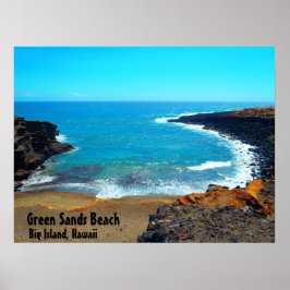 Groen zandstrand groot eiland Hawaii poster