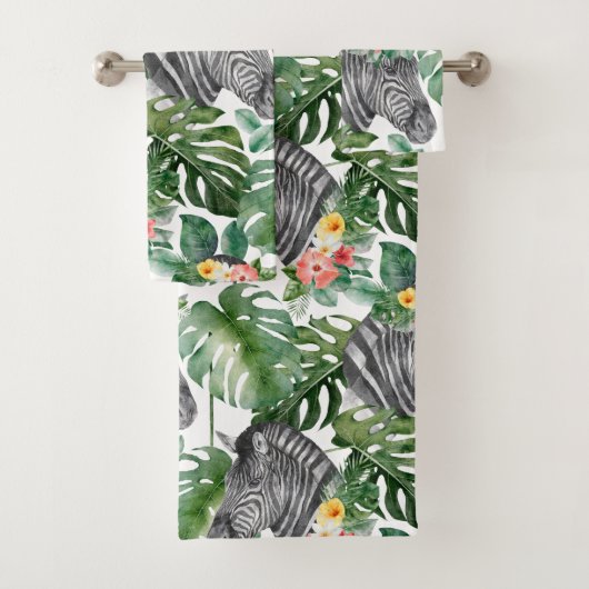 Groen Zebra Tropisch Trendy Fabulous Pattern Bad Handdoek (Insitu)