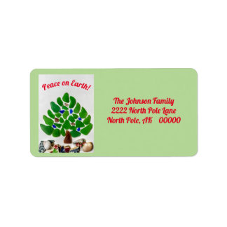 Groen Zee Glass Peace on Earth Kerstboom Etiket