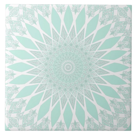 Groen Zee Glass Tristyns Mandala Tegeltje (Voorkant)