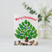 Groen Zee Glass Washington Stranden Kerstboom Feestdagenkaart (Staand voorkant)