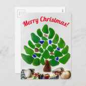 Groen Zee Glass Washington Stranden Kerstboom Feestdagenkaart (Voorkant / Achterkant)