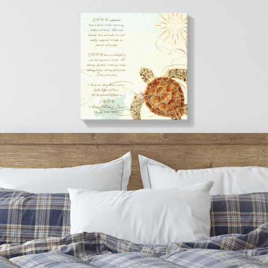 Groen Zee Kuststrand - 1 Corinthians 13 Canvas Afdruk (Insitu (Slaapkamer))